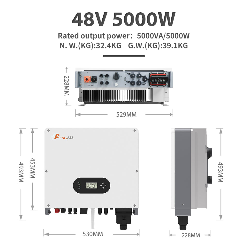 FelicityESS T-REX-5KLP1G01 Hybrid Inverter 5KW | Single Phase | 2MPPTs