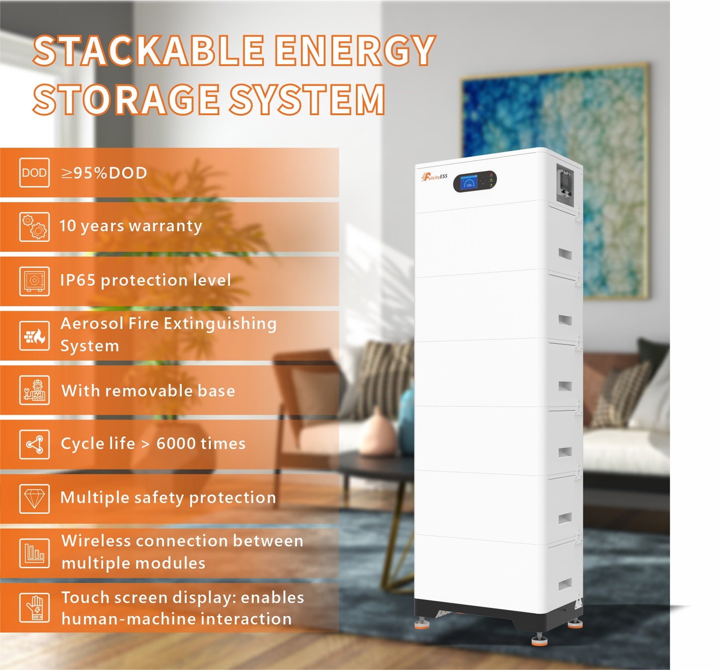 FelicityESS LUX-X-96050HG01 high voltage stackable LFP battery