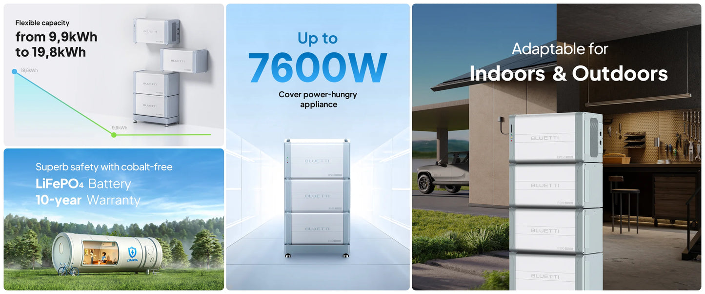 BLUETTI EP760 + 2*B500 Home battery Storage | 7600W 9920Wh