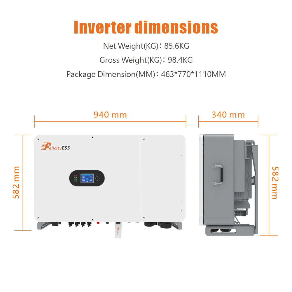 FelicityESS T-REX-50KHP3G01 Hybrid Inverter 50kW | Three Phase | 4MPPTs